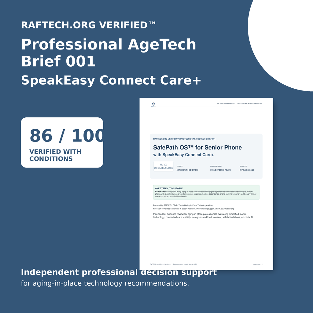 RAFTECH.ORG Verified™ Professional AgeTech Brief 001: SpeakEasy Connect Care+